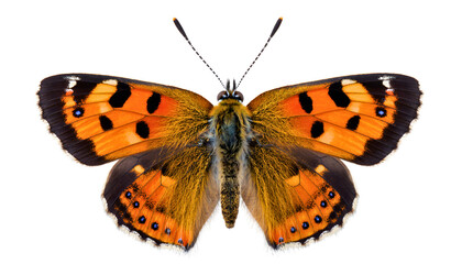 Fototapeta premium Vibrant butterfly with stunning orange and black wings spread wide