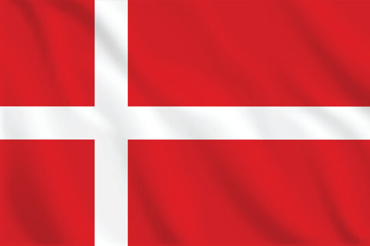 3d illustration waving flag of Denmark. Vector flag of Denmark. Symbol of Denmark