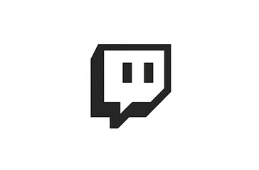 Twitch social media icon in black outline style isolated on white background for streaming and gaming content creation branding and application interface design projects