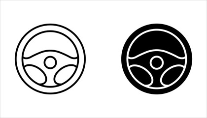 Steering wheel icon set. on white background