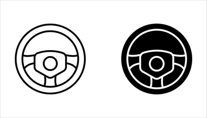 Steering wheel icon set. on white background
