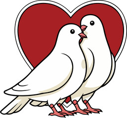 Fototapeta premium Two white doves with heart