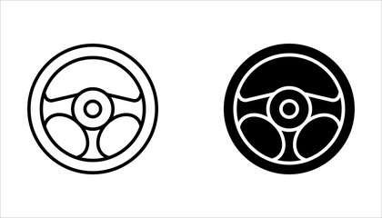 Steering wheel icon set. on white background