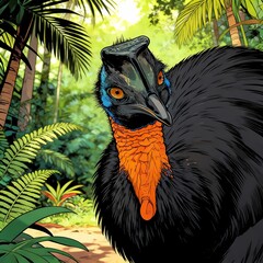northern cassowary bird nature illustration