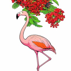 pink caribbean flamingo goes water pink flamingo goes swamp illustration