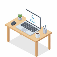 A laptop on a table with a cactus pot and coffee, creating a cozy work setup.