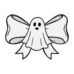 Dibujo sencillo con líneas de fantasma con lazo de cinta de regalo © teracreonte