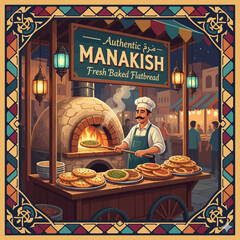 Manakish, a traditional Middle Eastern flatbread topped with flavorful ingredients.

