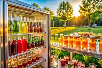 Kyiv Ukraine June 2021 Event Catering Drinks Fridge Refreshments Summer