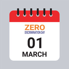 Vector Illustration of Calendar Date March 1, Zero Discrimination Day on Grey Background