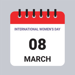 Vector Illustration of Calendar Date March 08, International Women&rsquo;s Day on Grey Background