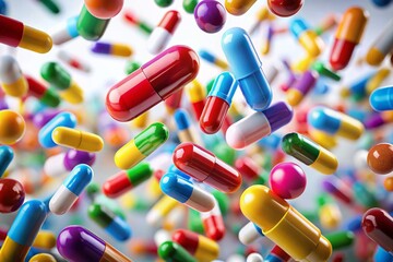 Levitating Colorful Capsules: Healthcare & Pharmaceutical Drug Design