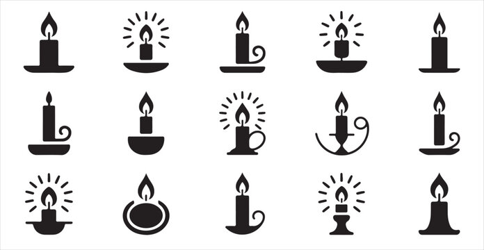 Various candle icon designs for different decorative and celebratory purposes