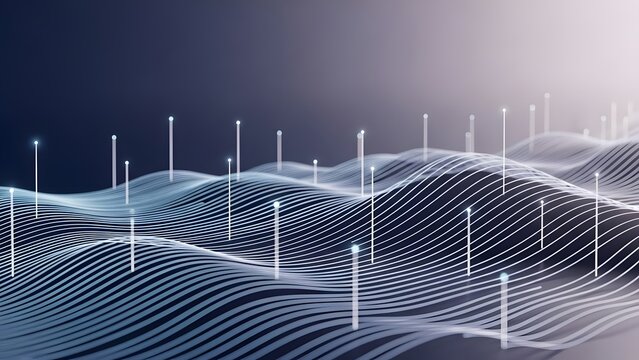 Abstract Digital Waveform with Rising Data Points Representing Big Data and Information Flow. - Powered by Adobe