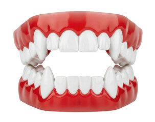 Obraz premium Realistic human dentures upper and lower jaw isolated on transparent background