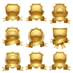 set of gold tags empty labels blank tags collection isolated on white background image file .PNG 