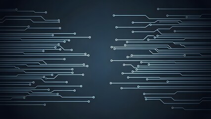 Abstract Circuit Board Lines on Dark Background Representing Digital Data Flow.