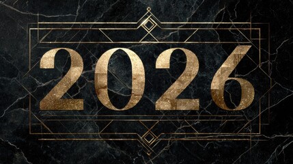 Golden Year 2026: A luxurious, stylized design prominently displays the year 2026, evoking a sense of elegance and anticipation, set against a backdrop that suggests sophistication and modernity.
