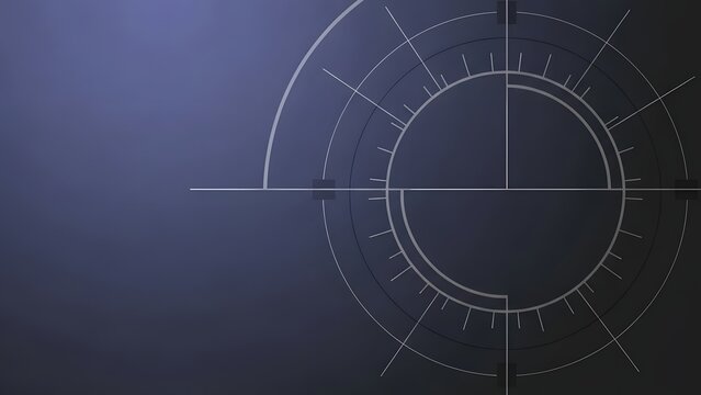 Futuristic HUD Interface with Concentric Circles and Crosshairs on Dark Blue Background. - Powered by Adobe