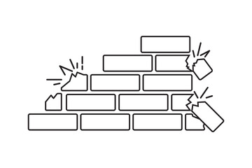 Brick wall build stack stonewall business house. Brick stone icon wall construction architecture vector isolated icon. Eps 10.