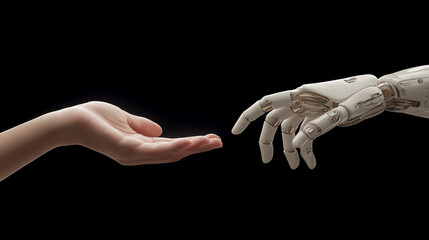 Human Extends Their Hand In Clinical Setting To Robotic Hand Emphasizing Precision And Trust