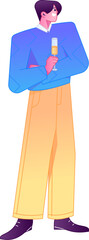 Vector flat gradient illustration depicting a confident standing posture and body movements.
