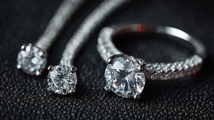 Sparkling diamond jewelry on black velvet, luxury, elegance, and fine detail photography.