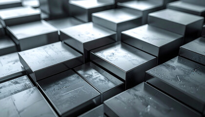 Abstract Metallic Blocks: An eye-catching close-up shot of an abstract arrangement of metallic blocks, highlighting the textures, shades, and visual appeal.