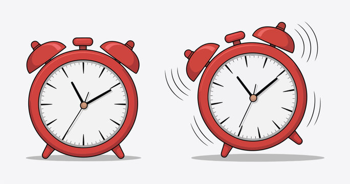 Alarm clock icon in flat style vector illustration for morning wake up time and deadline management concept