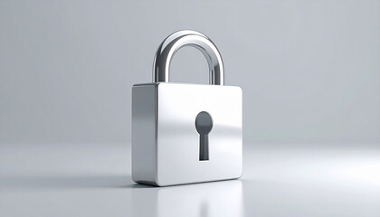 Naklejka premium Secure Lock: A gleaming silver padlock stands as a symbol of security, protection, and privacy, its keyhole hinting at the hidden secrets it guards.