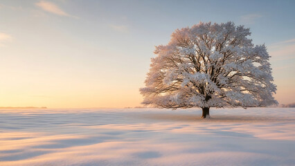 Majestic Snow-Covered Tree in Winter