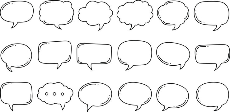 Collection of various comic speech bubbles for dialogue and conversation