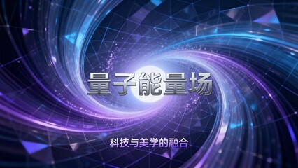 Abstract digital vortex with text