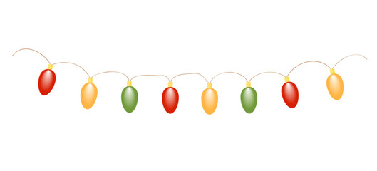Colorful Christmas Light Garland Illustration Isolated on White Background