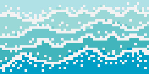 Abstract ocean waves background with pixel art.
