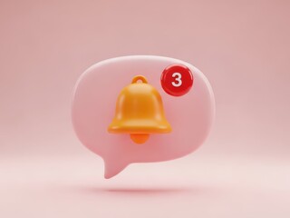 Notification alert with three unread messages indicated by bell icon