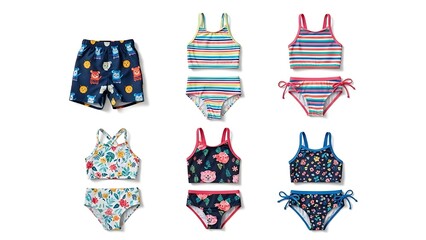 Swimsuits collection isolated on white background for design