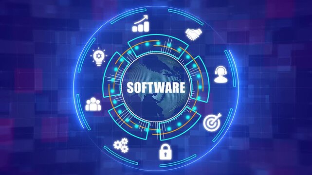 Digital Software Development and Computer Programming Interface HUD Animation