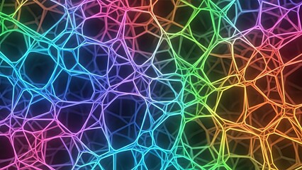 Abstract Rainbow Network Structure, Neural Connections, Futuristic Technology Background