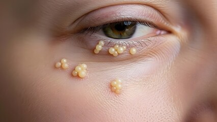 Close up of Human Skin Showing Dermatological Condition Under Eye