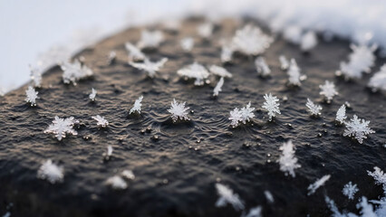 Minimalist Winter Melting Snowflake Texture on Stone