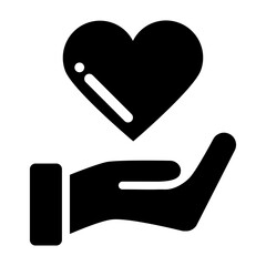 Obraz premium ハートをのせた手のソリッドアイコン /Heart Care Hand Solid Icon