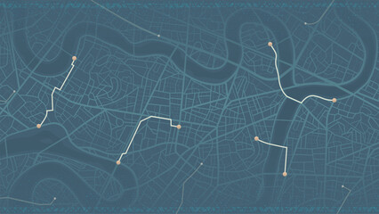 city map background with multiple navigation paths and waypoints. Urban tracking concept. Vector illustration.