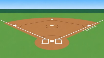 Baseball field illustration with green grass and brown dirt