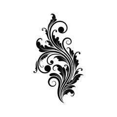 Intricate floral swirl design a black and white ornamental pattern detailed silhouette