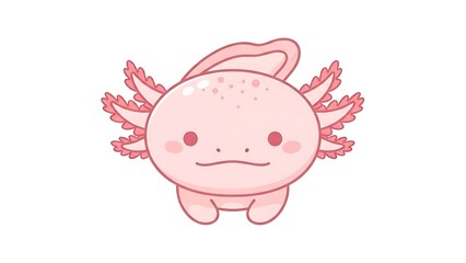 Cartoon axolotl illustration on white background