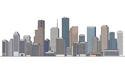 Fototapeta premium City skyline illustration modern buildings against white
