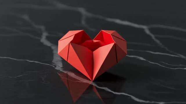 Origami Heart, Minimalist Tabletop, Still Life, Calm Environment, Close-up View, Love Concept
