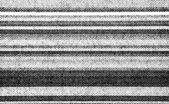 Extreme macro of printed black halftone dots forming bold horizontal stripe bands and tonal gradients, like scanlines or screen-tone stripes.