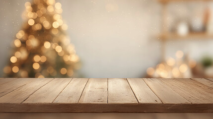 Neutral Holidaythemed Backdrop Featuring Rustic Wooden Surface Ideal For Showcasing Products